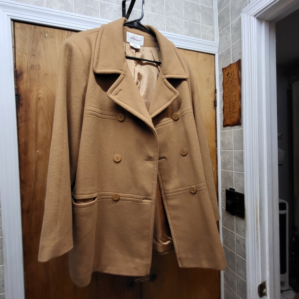 Worthington Camel Double-Breasted Pea Coat